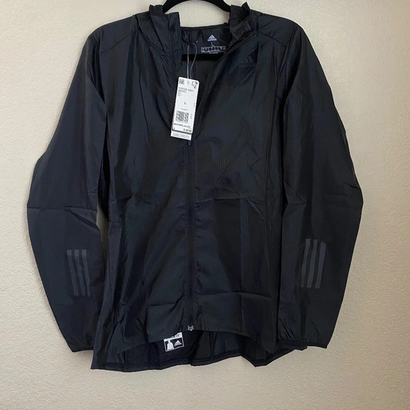 NWT Adidas Own The Run Response Windbreaker Jacket Size Large black light weight - Picture 6 of 12